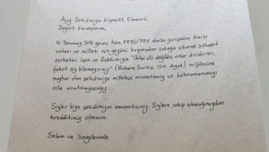 Demokrasi şehitlerimize Şükran belgesi verildi