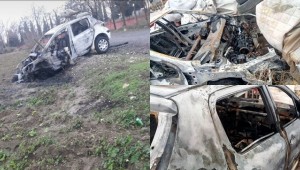 Alev Topuna Dönen Araçta Sürücü Son Anda Kurtarıldı