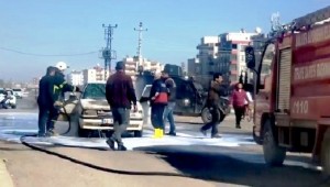 Şanlıurfa’da seyir halindeki araç alev aldı